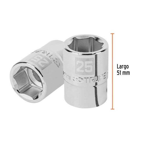 14973 - Dado de 25 mm, 6 puntas, cuadro 3/4', Truper