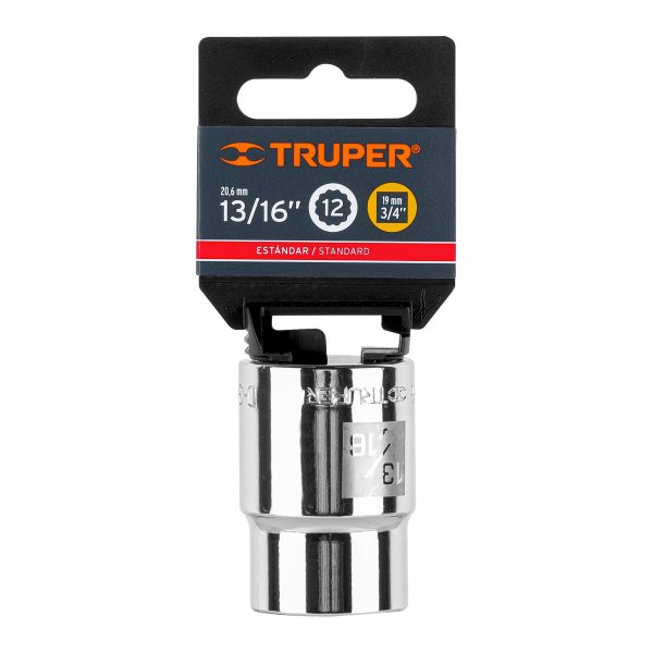 13851 - Dado de 13/16', 12 puntas, cuadro 3/4', Truper