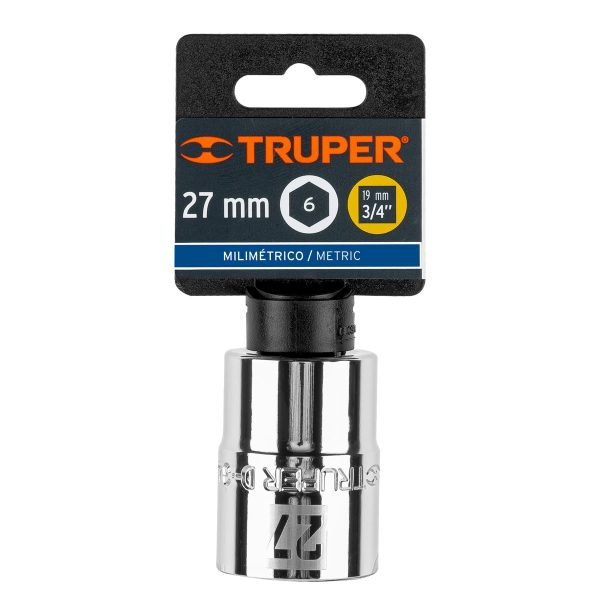 14975 - Dado de 27 mm, 6 puntas, cuadro 3/4', Truper