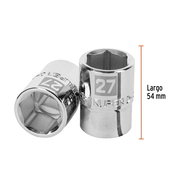 14975 - Dado de 27 mm, 6 puntas, cuadro 3/4', Truper