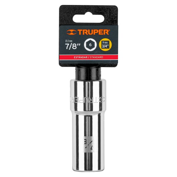 19341 - Dado largo de 7/8', 6 puntas, cuadro 3/4', Truper