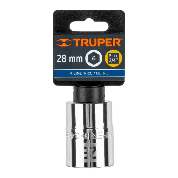 14977 - Dado de 28 mm, 6 puntas, cuadro 3/4', Truper