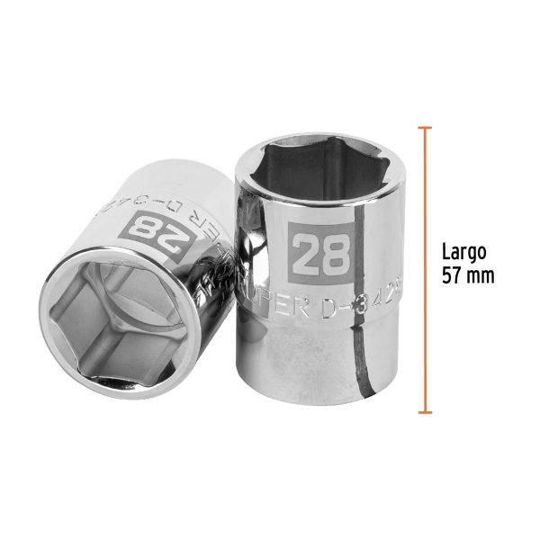 14977 - Dado de 28 mm, 6 puntas, cuadro 3/4', Truper