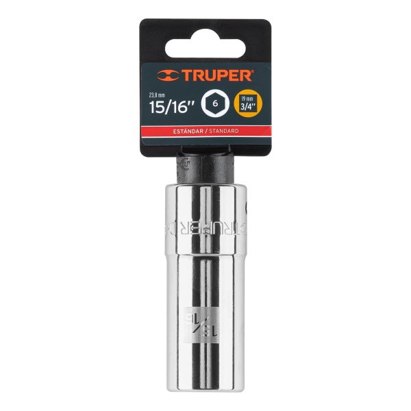 19342 - Dado largo de 15/16', 6 puntas, cuadro 3/4', Truper