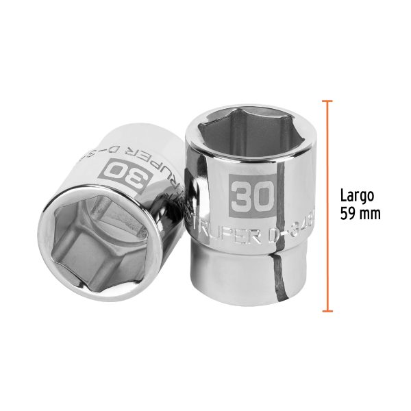 14979 - Dado de 30 mm, 6 puntas, cuadro 3/4', Truper