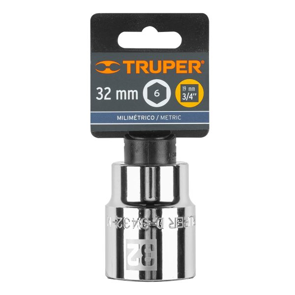 14981 - Dado de 32 mm, 6 puntas, cuadro 3/4', Truper