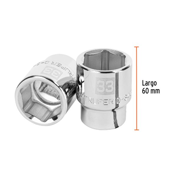 14983 - Dado de 33 mm, 6 puntas, cuadro 3/4', Truper