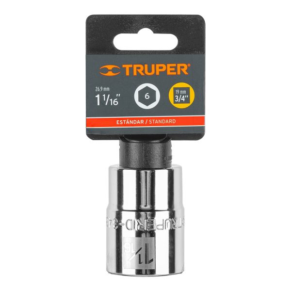 13825 - Dado de 1-1/16', 6 puntas, cuadro 3/4', Truper