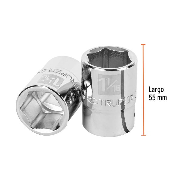 13825 - Dado de 1-1/16', 6 puntas, cuadro 3/4', Truper