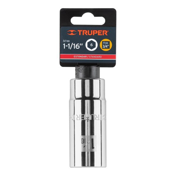 19344 - Dado largo de 1-1/16', 6 puntas, cuadro 3/4', Truper
