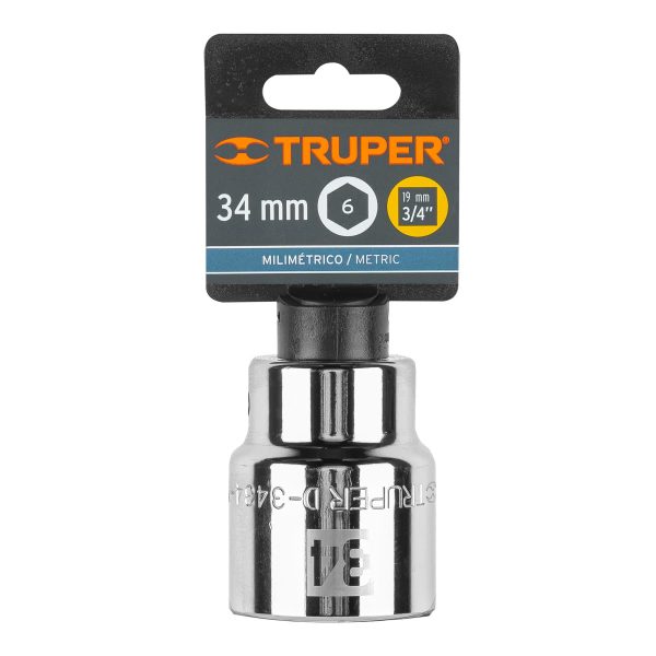 14985 - Dado de 34 mm, 6 puntas, cuadro 3/4', Truper