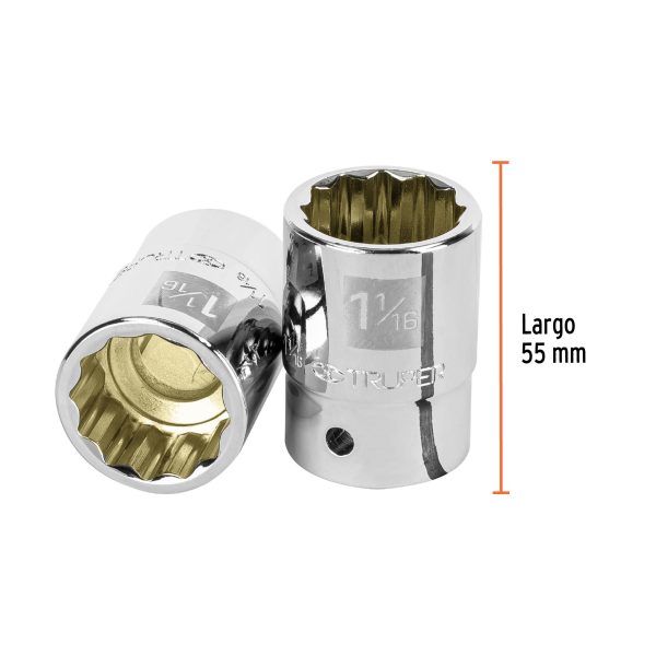 13855 - Dado de 1-1/16', 12 puntas, cuadro 3/4', Truper