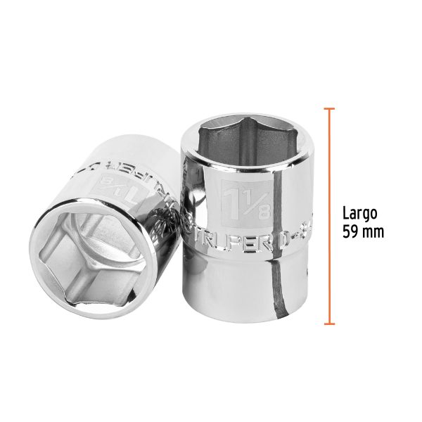 13826 - Dado de 1-1/8', 6 puntas, cuadro 3/4', Truper