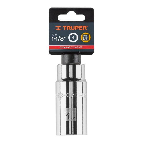19345 - Dado largo de 1-1/8', 6 puntas, cuadro 3/4', Truper