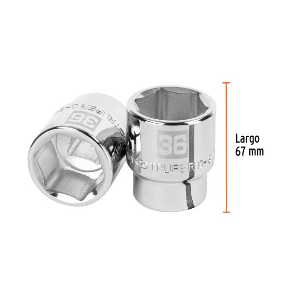 14987 - Dado de 36 mm, 6 puntas, cuadro 3/4', Truper