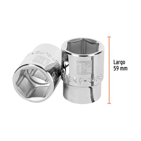 13827 - Dado de 1-3/16', 6 puntas, cuadro 3/4', Truper