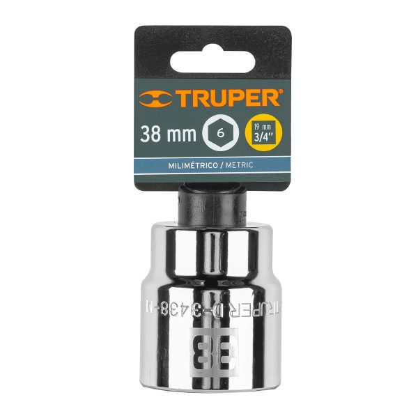 14989 - Dado de 38 mm, 6 puntas, cuadro 3/4', Truper