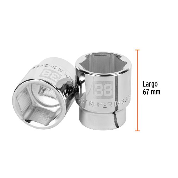 14989 - Dado de 38 mm, 6 puntas, cuadro 3/4', Truper