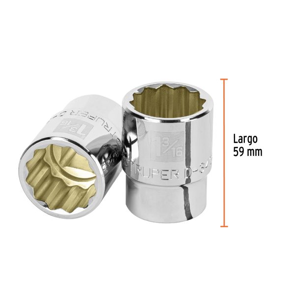 13857 - Dado de 1-3/16', 12 puntas, cuadro 3/4', Truper