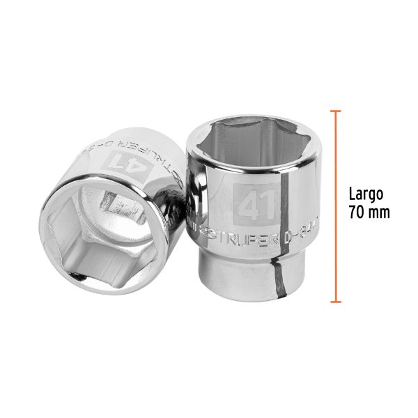 14993 - Dado de 41 mm, 6 puntas, cuadro 3/4', Truper