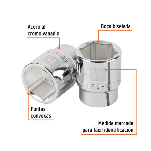 101017 - Dado de 1-3/8', 6 puntas, cuadro 3/4', Truper
