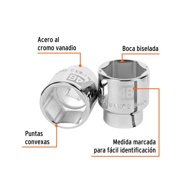14995 - Dado de 46 mm, 6 puntas, cuadro 3/4', Truper