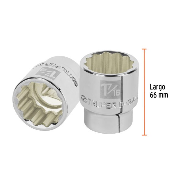 13861 - Dado de 1-7/16', 12 puntas, cuadro 3/4', Truper