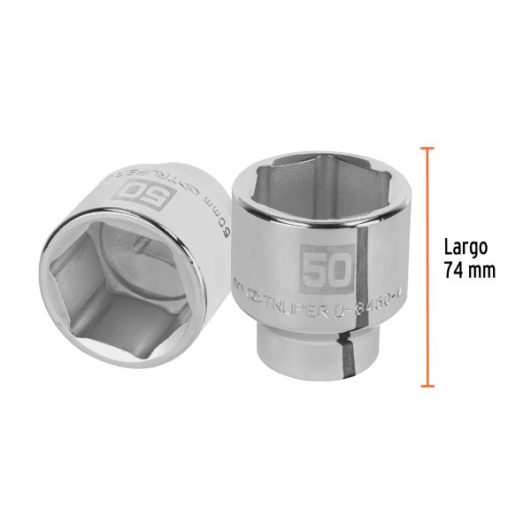 14997 - Dado de 50 mm, 6 puntas, cuadro 3/4', Truper