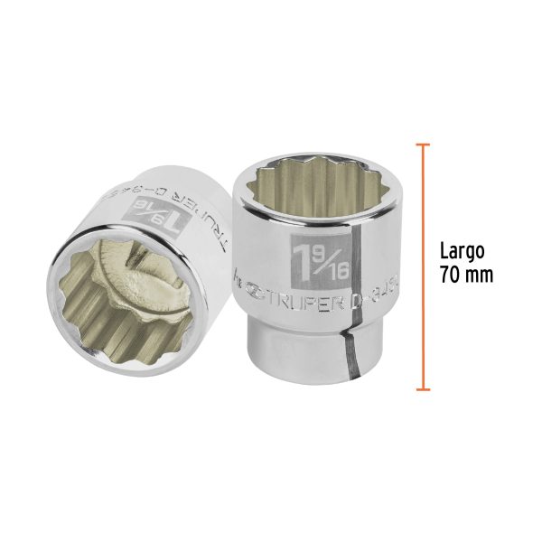 13863 - Dado de 1-9/16', 12 puntas, cuadro 3/4', Truper