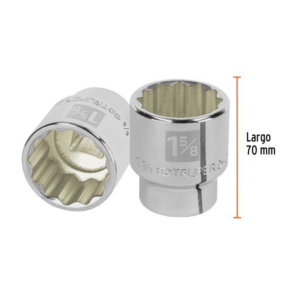 13864 - Dado de 1-5/8', 12 puntas, cuadro 3/4', Truper