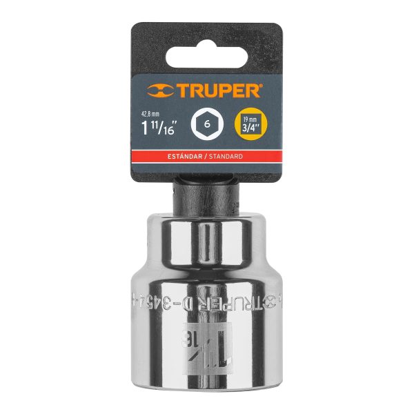 13835 - Dado de 1-11/16', 6 puntas, cuadro 3/4', Truper