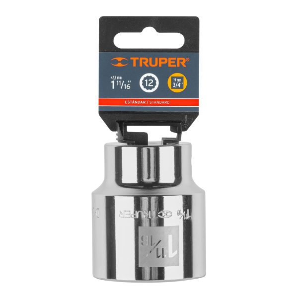 13865 - Dado de 1-11/16', 12 puntas, cuadro 3/4', Truper