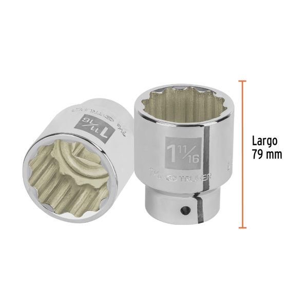 13865 - Dado de 1-11/16', 12 puntas, cuadro 3/4', Truper