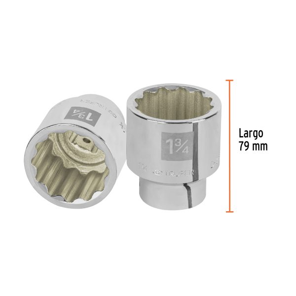 13866 - Dado de 1-3/4', 12 puntas, cuadro 3/4', Truper