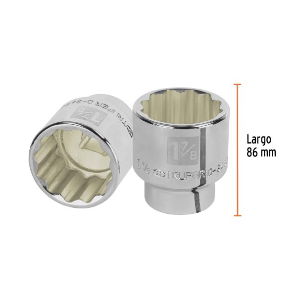 13868 - Dado de 1-7/8', 12 puntas, cuadro 3/4', Truper
