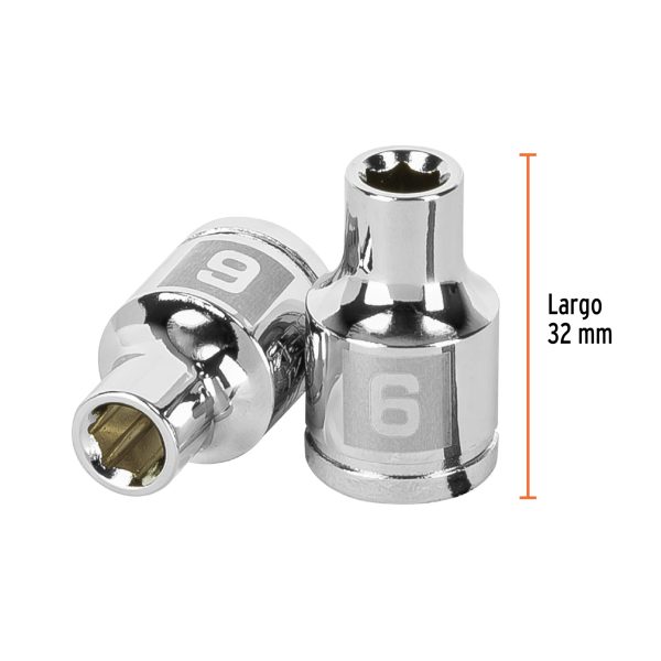 13670 - Dado de 6 mm, 6 puntas, cuadro 3/8', Truper