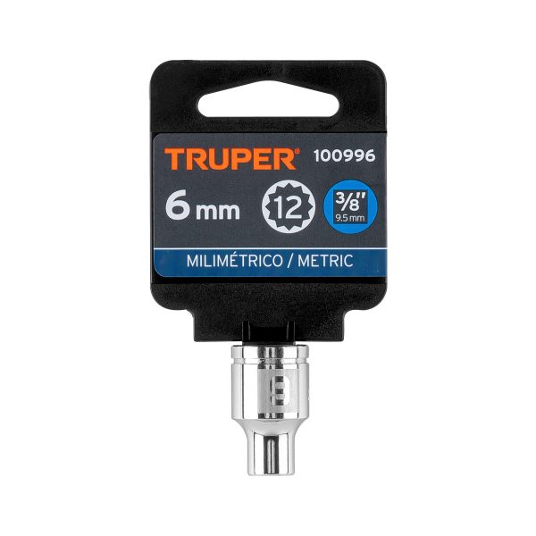 100996 - Dado de 6 mm, 12 puntas, cuadro 3/8', Truper