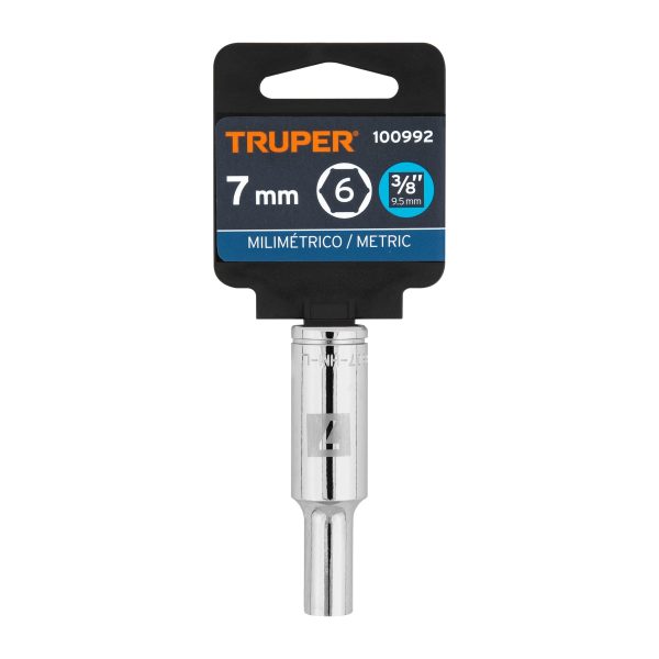 100992 - Dado largo de 7 mm, 6 puntas, cuadro 3/8', Truper
