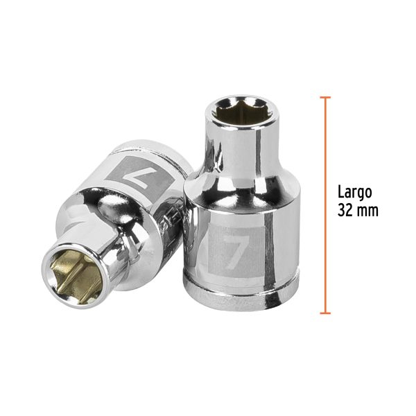 13671 - Dado de 7 mm, 6 puntas, cuadro 3/8', Truper