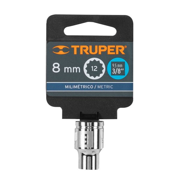 13628 - Dado de 8 mm, 12 puntas, cuadro 3/8', Truper