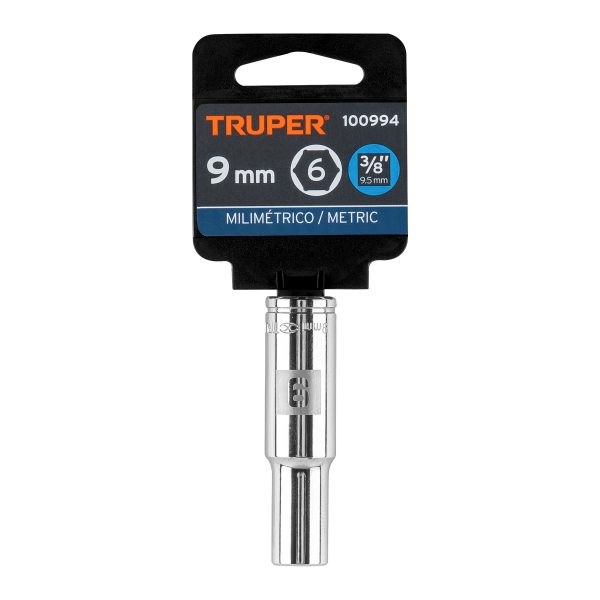 100994 - Dado largo de 9 mm, 6 puntas, cuadro 3/8', Truper