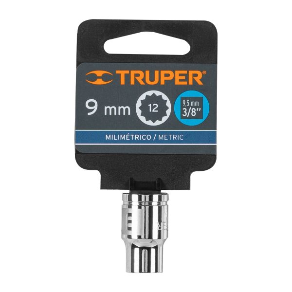 13629 - Dado de 9 mm, 12 puntas, cuadro 3/8', Truper
