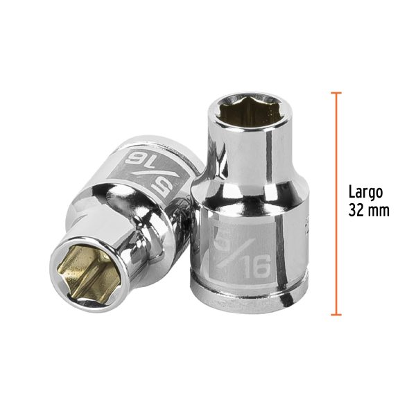 13606 - Dado de 5/16', 6 puntas, cuadro 3/8', Truper