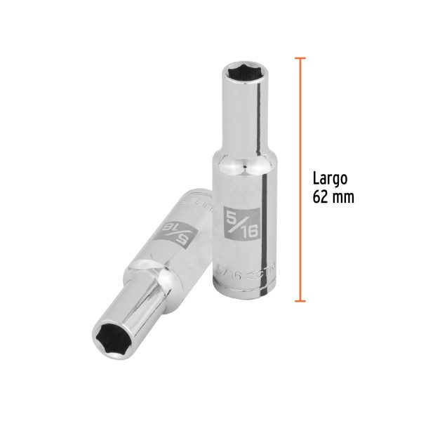 100990 - Dado largo de 5/16', 6 puntas, cuadro 3/8', Truper