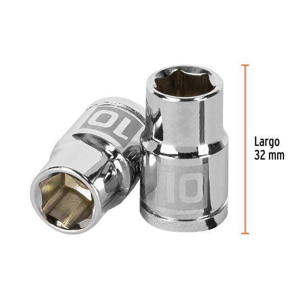 13674 - Dado de 10 mm, 6 puntas, cuadro 3/8', Truper