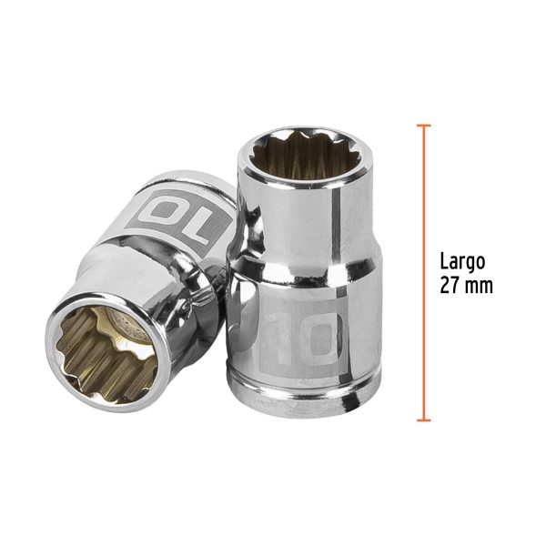 13630 - Dado de 10 mm, 12 puntas, cuadro 3/8', Truper
