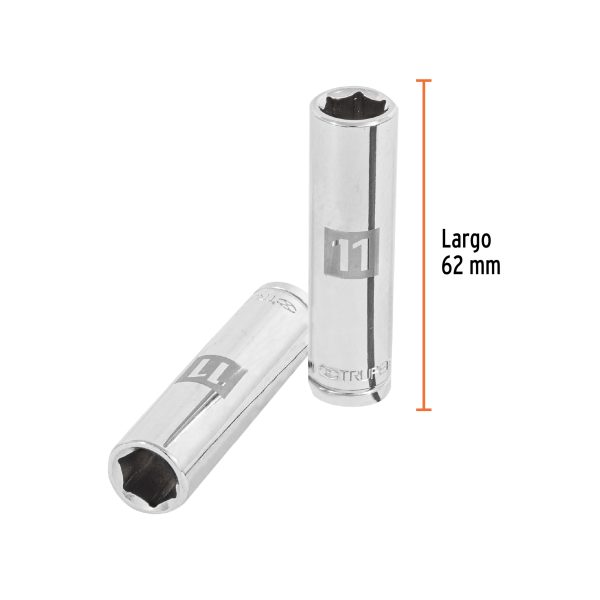 13771 - Dado largo de 11 mm, 6 puntas, cuadro 3/8', Truper