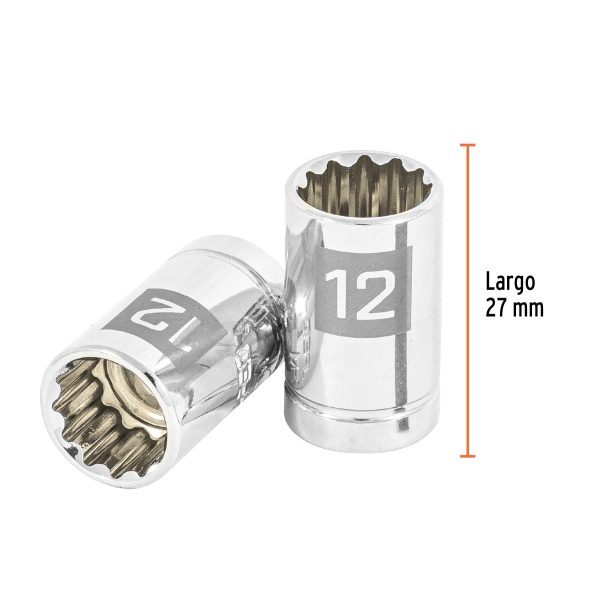 13632 - Dado de 12 mm, 12 puntas, cuadro 3/8', Truper