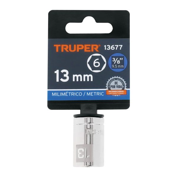 13677 - Dado de 13 mm, 6 puntas, cuadro 3/8', Truper