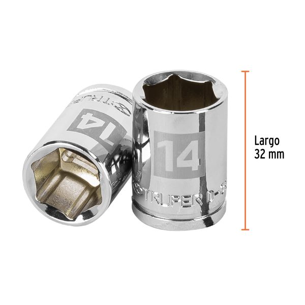 13678 - Dado de 14 mm, 6 puntas, cuadro 3/8', Truper